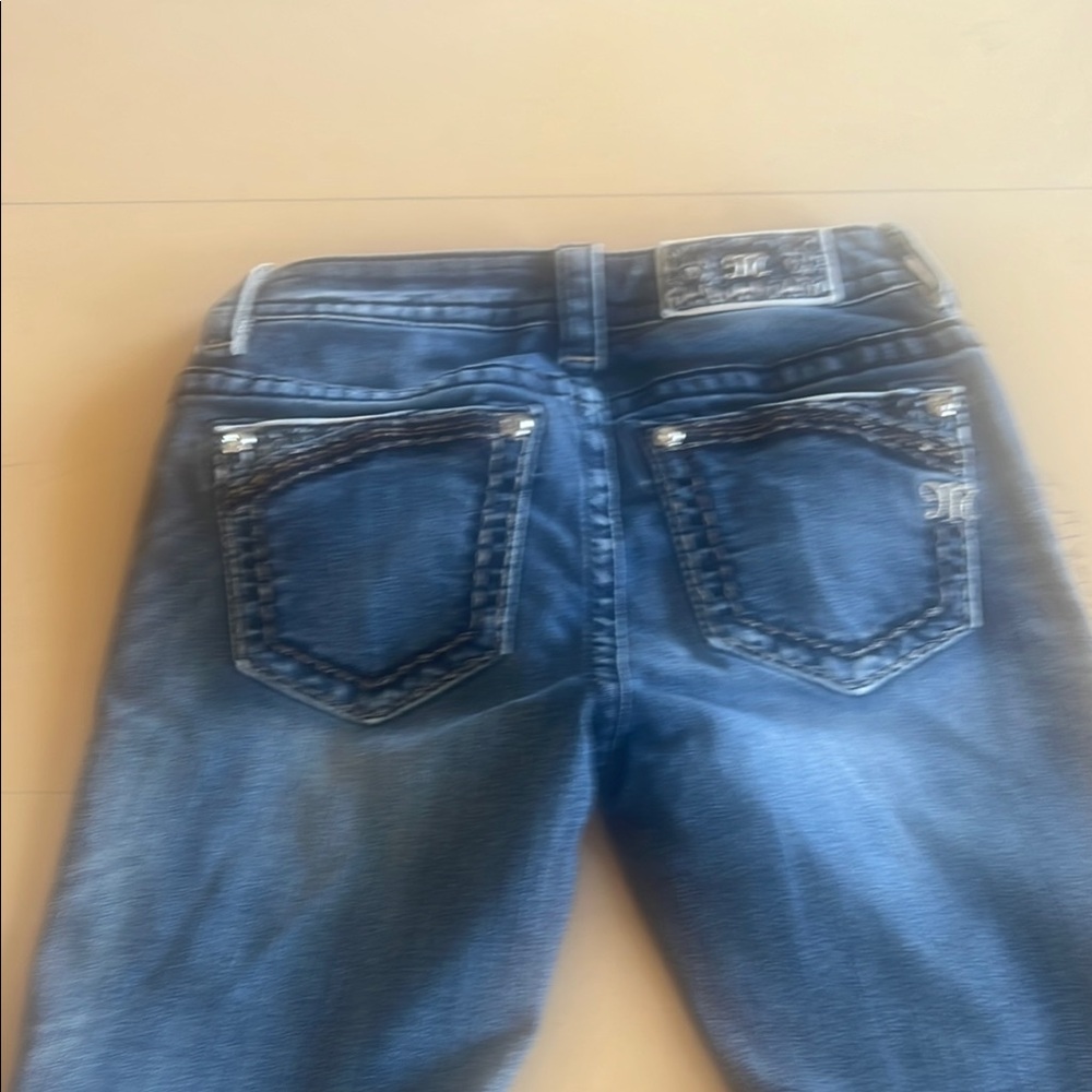 Miss Me Blue Boot Cut Jeans with Decorative Stitching